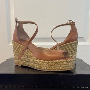 Stuart Weitzman Nudista Tan Espadrille Wedges size 7.5